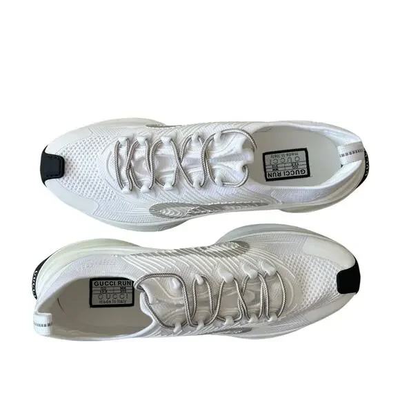 Gucci Run Sneaker Interlocking G White Technical Knit 680893 Men's 12.5 US 13